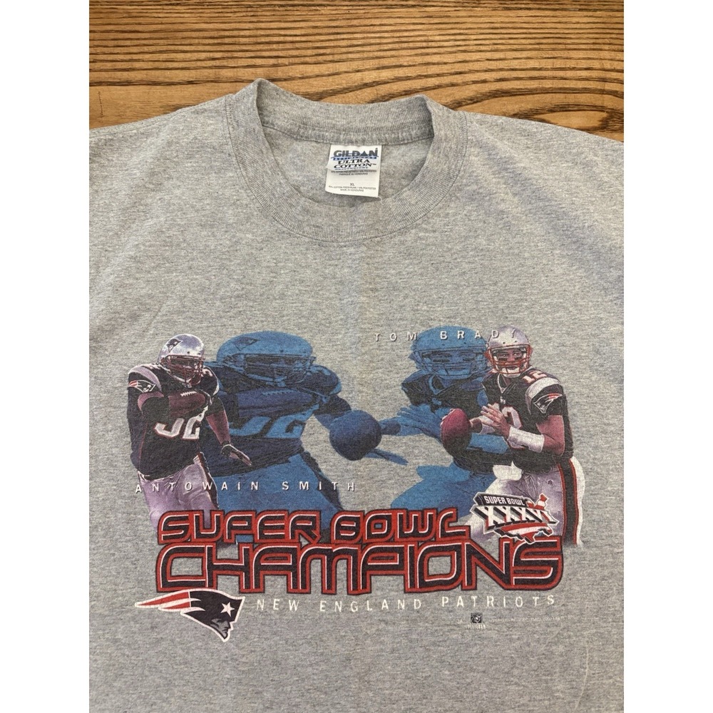 Vintage 2002 Tom Brady & Antowain Smith Patriots Super Bowl Champions Shirt XL‎